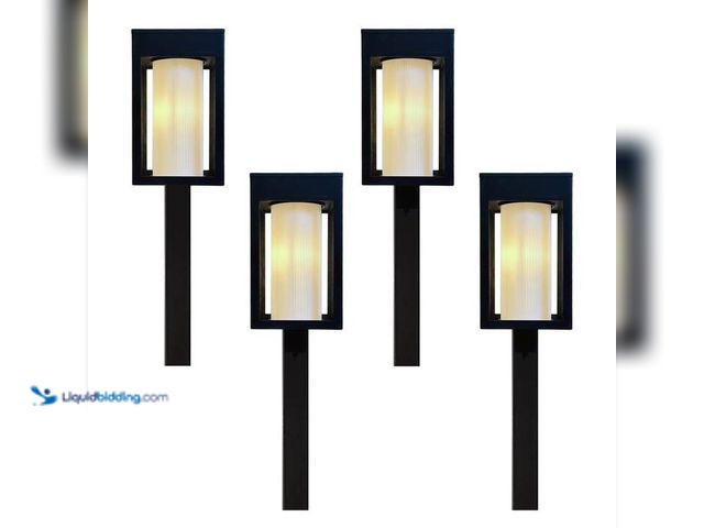 Lot 49-2024449 - Monteaux Lighting Black Integrated LED Outdoor Solar Pathway Lights with Outer Clear and Inner Frost...