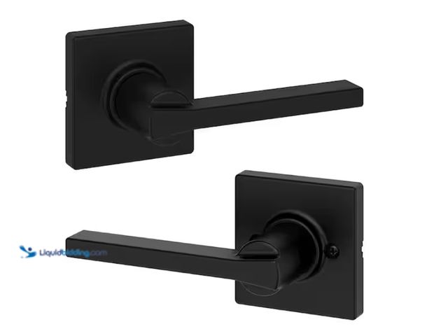 Lot 49-3613841 - Lot of (2) Kwikset Casey Matte Black Hall/Closet Passage Door Handle Featuring Microban, Model # 200...