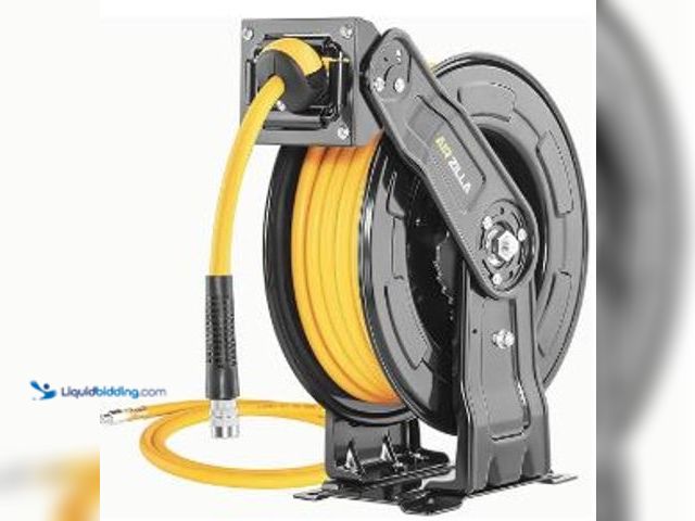 Lot 49-5436113 - Premium Steel Retractable Air Hose Reel With Dual Arm, 3/8"x65Ft Hybrid Polymer Hose, Heavy Duty Air...