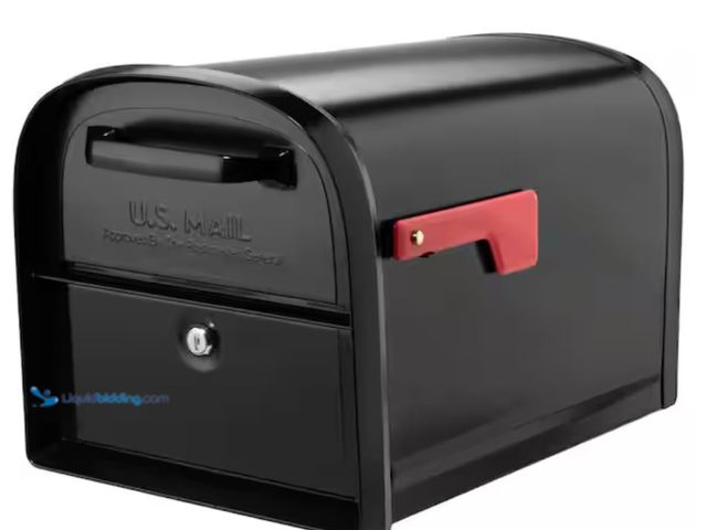 Lot 49-3614392 - Architectural Mailboxes Oasis 360 Black, Large, Steel, Locking Parcel Mailbox with 2-Access Doors, M...
