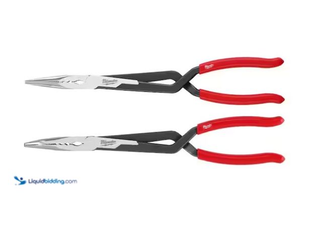 Lot 49-1575974 - Milwaukee Long Needle Nose Pliers Set with Slip Resistant Grip (2-Piece), Model # 48-22-6542, Unused...