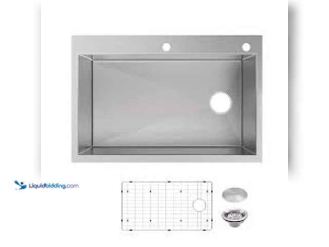 Lot 49-5475970 - Glacier Bay Professional Zero Radius 33 in. Drop-In Single Bowl 16 Gauge Stainless Steel Kitchen Sin...