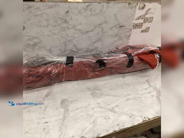 Lot 49-3565353 - Hampton Bay 7.5 ft. Steel and Aluminum Market Crank and Tilt Patio Umbrella in Chili with Scallop Tr...