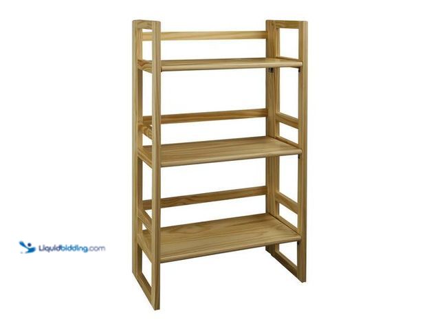 Lot 49-5541998 - Casual Home 37 in. Natural Wood 3-shelf Etagere Bookcase with Open Back.Model # 331-80. Unused.