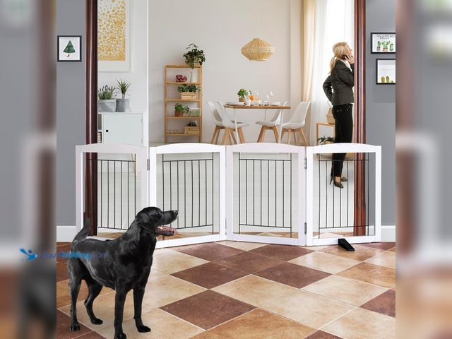 Lot 49-5437697 - ZJSF Freestanding Dog Fence Indoor, Foldable Dog Gate for Doorways, Stairs or Hallways, Sturdy Wood ...