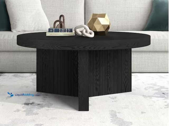 Lot 49-1568631 - Meyer&Cross Holm 32 in. Black Grain Round MDF Top Coffee Table Model # CT2094, Unused  Ref#AHDPA0102