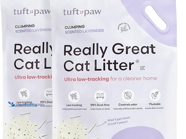 Lot 49-3482655 - Lot of (2) Tuft + Paw Really Great Cat Litter, Low Tracking Tofu Cat Litter, Clumping, Flushable, Od...