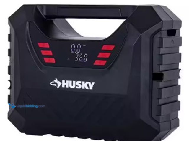 Lot 49-2022666 - Husky 12/120-Volt AC/DC Portable Quick Flow Air Compressor Air Pump Inflator with Digital Pressure G...