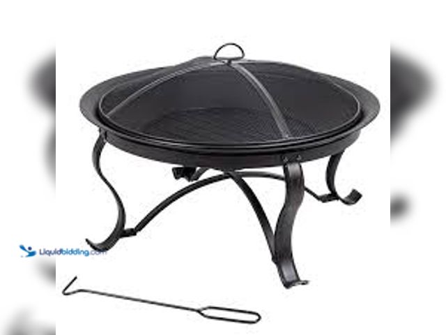 Lot 49-5483756 - Hampton Bay Sadler 29.33 in. D 19.21 in. H Round Steel Wood Fire Pit in Bronze with Spark Screen and...