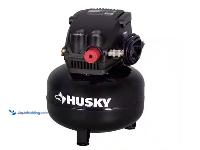 Lot 49-1575740 - Husky 3 Gal. 120 PSI Portable Electric Oil-Free Light Duty Pancake Air Compressor with Fold Down Han...