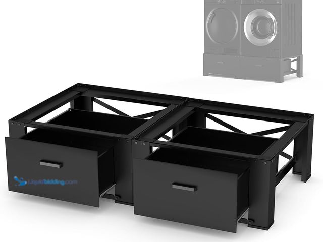 Lot 49-3462978 - 2 Pack Washer Dryer Pedestals with Drawer - 28" Laundry Pedestal for Washer and Dryer Stand, Steel W...