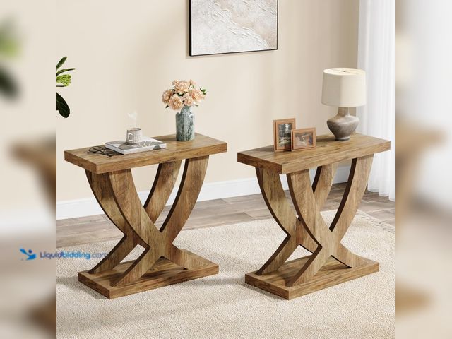 Lot 49-5485733 - Tribesigns Wood End Side Table for Living Room Set of 2. Model #B0DTKGVKJW. Unused with no hardware