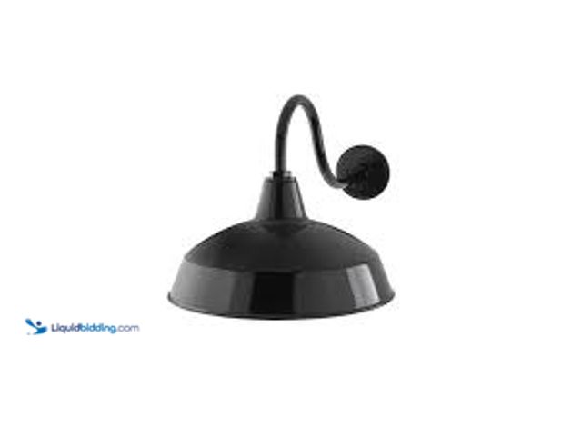 Lot 49-5411907 - Hampton Bay Easton 14 in. 1-Light Black Barn Hardwired Outdoor Wall Light Lantern Sconce with Steel ...