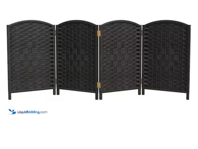Lot 49-1547769 - RED LANTERN 2 ft. Short Diamond Weave Fiber Folding Screen - Black - 4 Panel, Model # FB-2OPDM-BLK-4...