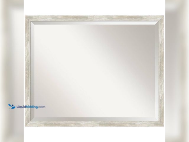 Lot 49-5484883 - Amanti Art Crackled Metallic 30 in. x 24 in. Modern Rectangle Framed Silver Narrow Bathroom Vanity M...