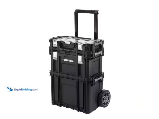 Lot 49-2000367 - MISSING TOP ORGANIZER BOX - Husky Connect Stackable 22 in. Rolling Tool Cart and 22 in. Tool Box, Mo...