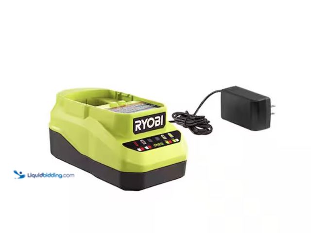 Lot 49-2020624 - RYOBI ONE+ 18V Lithium-Ion Charger, Model # PCG002. MSRP: $34.97. Slightly used, Has battery, Has ch...