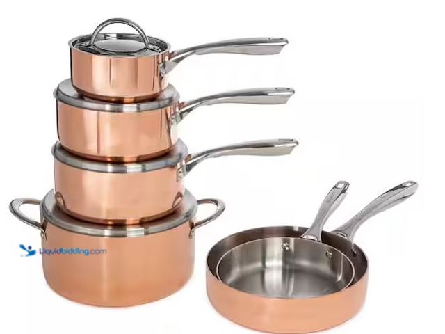 Lot 49-5478553 - BergHOFF
10-Piece Copper Vintage Collection Polished Cookware Set Internet # 306654695
Model # 221...