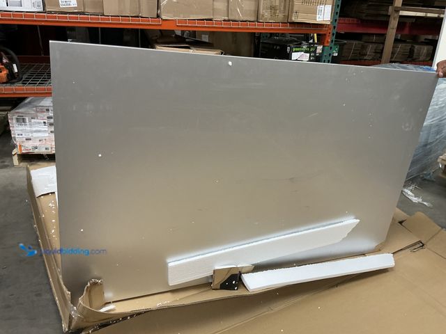 Lot 49-5543645 - Silver top dining table. 5ft x 3ft. Used with scuffs and scratches. Has attachments and hardware. Da...