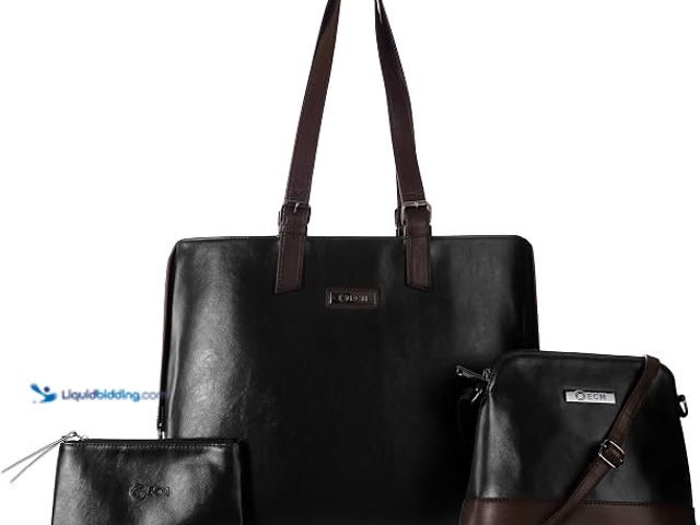 Lot 49-5553426 - ECM 3pcs Vegan Tote Set for Women-Stylish Top Handle Laptop Bag Purse Sling Handbag Cosmetic Pouch b...