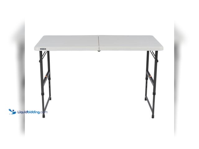 Lot 49-5416354 - Lifetime 48 in. L Rectangle Almond Resin Adjustable Fold-In-Half Table with Bronze Frame. [Model # 8...