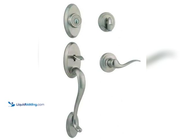 Lot 49-1573178 - Kwikset Shelburne Satin Nickel Single Cylinder Door Handleset with Tustin Door Handle Featuring Smar...
