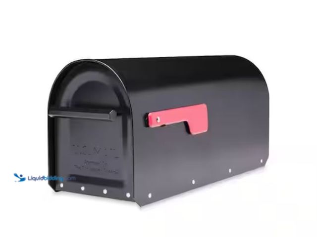 Lot 49-2005733 - Architectural Mailboxes Sequoia Black, Large, Steel, Heavy Duty Post Mount Mailbox, Model # 5560B-R-...