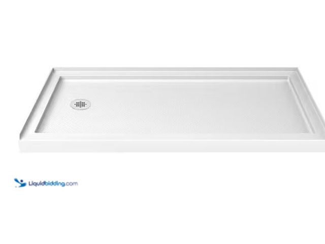 Lot 49-5573245 - DreamLine
SlimLine 60 in. x 30 in. Single Threshold Shower Pan Base in White with Left Hand Drain, ...