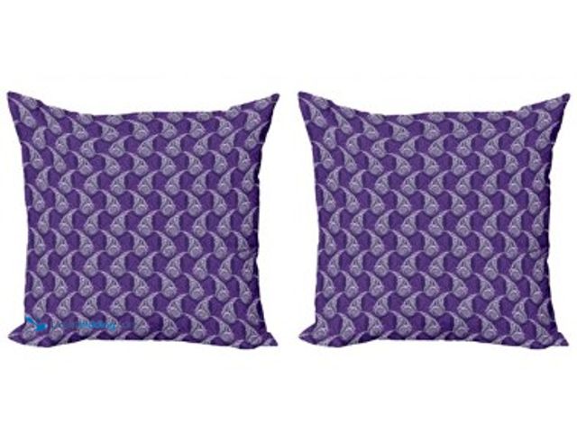 Lot 49-5447868 - Ambesonne Ethnic Throw Pillow Cover 2 Pack, Detailed Paisley Motifs, 16", Dark Purple Violet. [Model...