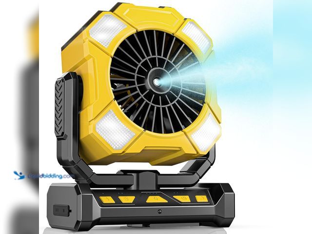 Lot 49-5437291 - Portable Fan with Misting & 24000mAh Battery - 80H Runtime, 7μm 16ft Mist, Ultra Quiet 4-Speed Campi...