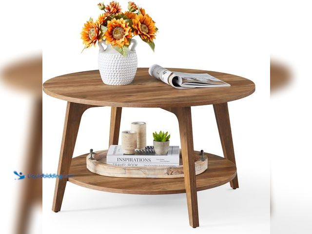 Lot 49-5458999 - VASAGLE MAEZO Collection - Round Coffee Table, 2-Tier Center Table with Storage, Tapered Legs, Curve...