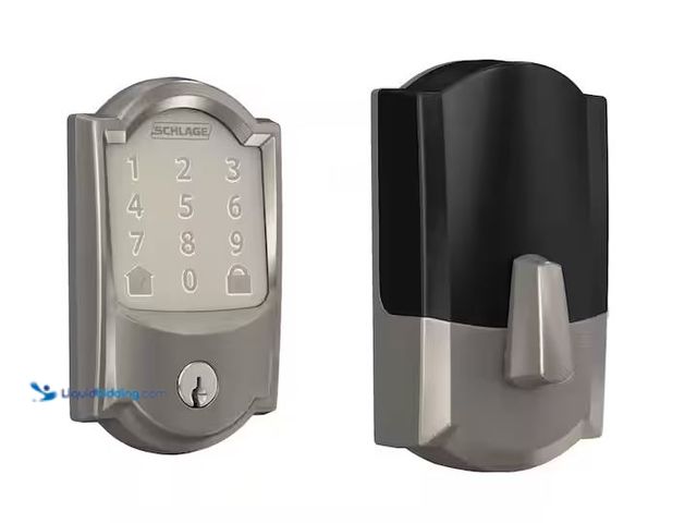 Lot 49-1568737 - Schlage Camelot Satin Nickel Encode Wifi Electronic Touchscreen Door Deadbolt Alarmed Lock Model # 6...