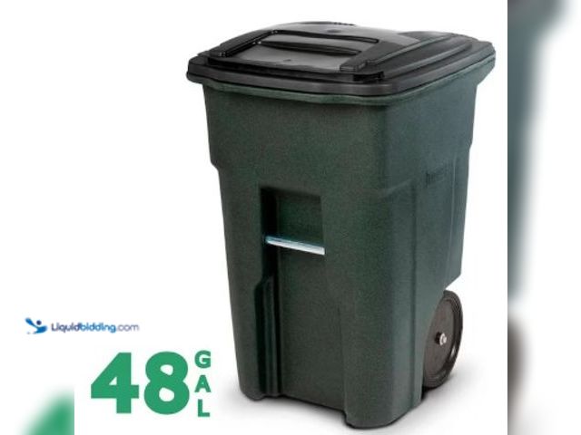 Lot 49-2025680 - Toter 48 Gal. Greenstone Outdoor Trash Can with Quiet Wheels and Lid, Model # ANA48-51406, MSRP $199...
