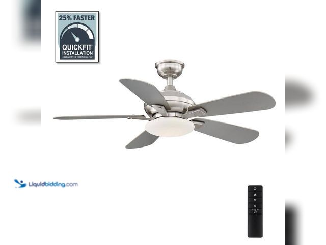 Lot 49-3513512 - Home Decorators Collection Benson 44 in. LED Brushed Nickel Ceiling Fan with Light. [Model # YG654-B...