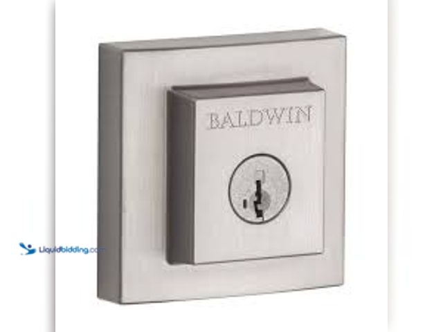 Lot 49-5458896 - Baldwin Prestige Spyglass Satin Nickel Square Single Cylinder Deadbolt Featuring SmartKey Security. ...