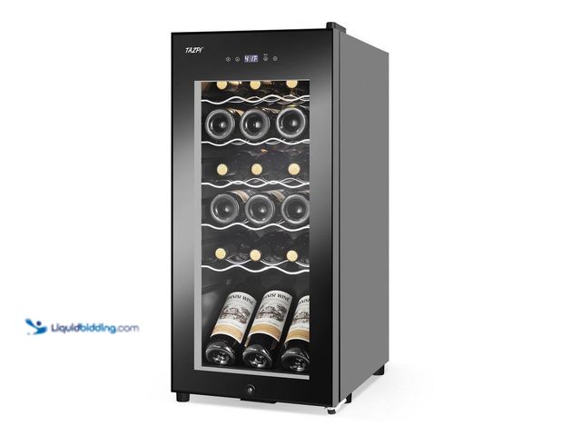 Lot 49-5487183 - TAZPI
13.6 in. Wine Cooler 18 Bottle Freestanding Wine Refrigerator with Door Lock, Black (edge dam...