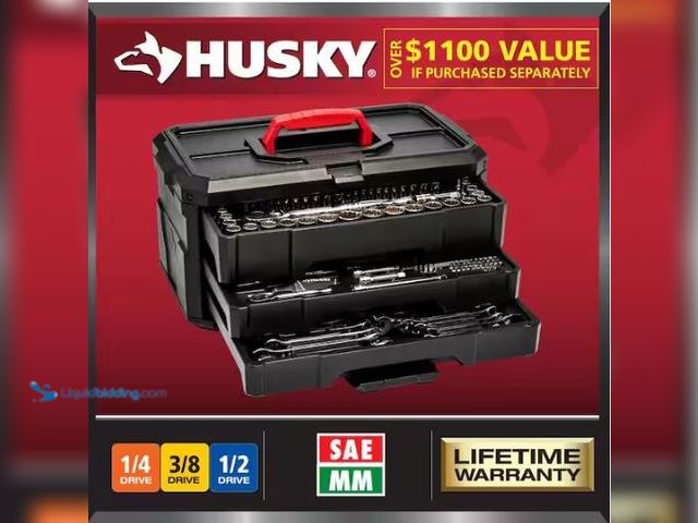 Lot 49-3432564 - Husky 1/4 in., 3/8 in. and 1/2 in. Drive Mechanics Tool Set (300-Piece), Model # H300MTS, Unused.  R...