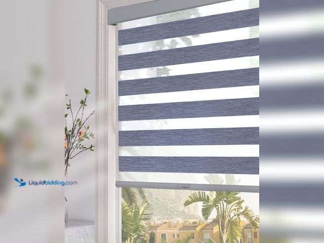 Lot 49-5463466 - Persilux Blackout Cordless Zebra Blinds for Windows (72" W x 72" H, Dark Grey) with Upgraded Cassett...