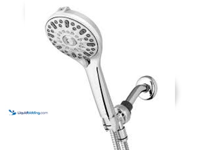 Lot 49-5407616 - Waterpik 7-Spray Patterns with 1.8 GPM 4.75 in. Wall Mount Adjustable Handheld Shower Head in Chrome...