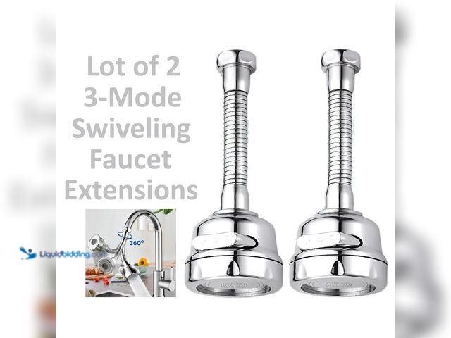 Lot 49-5434356 - Lot of 2 Water Saver Chrome Swiveling Faucet Extensions with 3 Power Modes - NEW - Experience ultima...