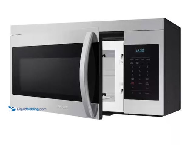 Lot 49-1631953 - Samsung 1.6 cu. ft. 1000 W Stainless Steel Over-the-Range Microwave with Auto Cook, Model # ME16A402...
