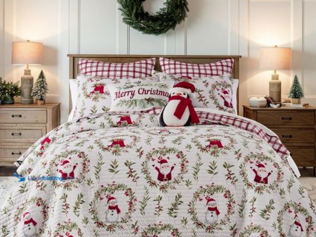 Lot 49-5436685 - Levtex Home - Pine & Plaid Quilt Set - Full/Queen Quilt and Two Standard Shams - Holiday Wreath - Re...