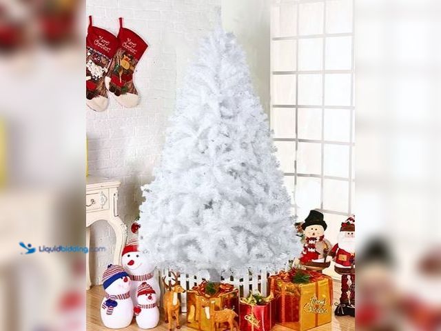 Lot 49-1539980 - Ktaxon 7.5ft White Christmas Tree Artificial Christmas Tree Seasonal Holiday Decoration w/ 1,500 Bra...