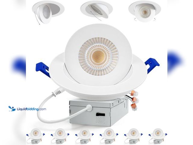 Lot 49-5414254 - Adetu 6 Inch 360+90 Adjustable Directional Gimbal LED Recessed Lights, 5CCT Dimmable Retrofit Eyebal...