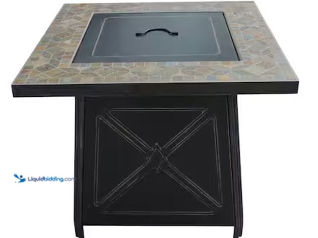 Lot 49-3639281 - Hampton Bay Crossridge 50000 BTU Steel Propane Outdoor Fire Pit Table with Lava Rocks and Screen, Mo...