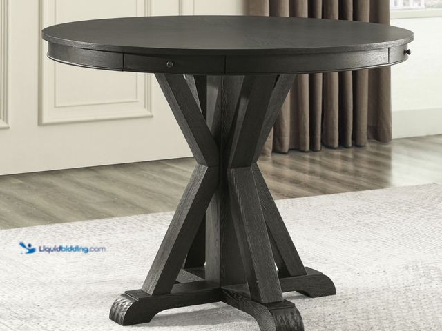 Lot 49-2001088 - Steve Silver Rylie 48-inch Round Counter Dining Table with 4 Drawers, Black Finish, Model # RL600K-P...