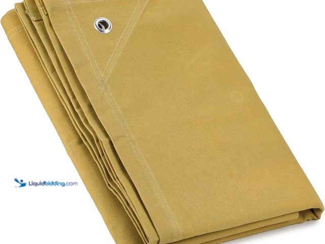 Lot 49-5437273 - Heavy Duty Waterproof Canvas Tarp – Tan with Grommets | Durable Multipurpose Cover. Unused