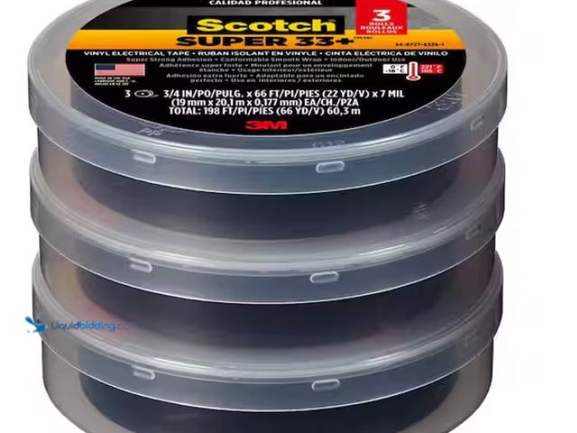 Lot 49-1519173 - (2) Scotch Super 33+ 3/4 in. x 66 ft. Vinyl Electrical Tape, Black (3-Pack), Model # 6132-BA-3PK-6, ...