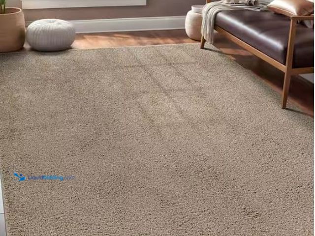Lot 49-1627366 - Beverly Rug Silky 4 ft. x 6 ft. Beige Solid Plus Thick Pile Non Slip Easy Clean Non Shedding Modern ...