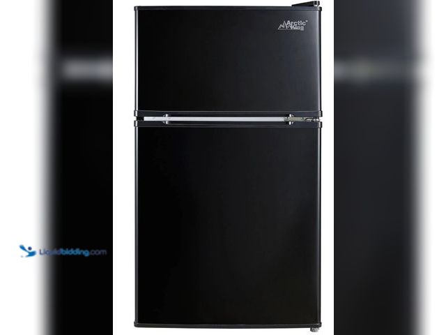 Lot 49-1515909 - Arctic King 3.2 Cu ft Two Door Mini Fridge with Freezer, Black, E-Star, ARM32D5ABB, Model # 51592826...